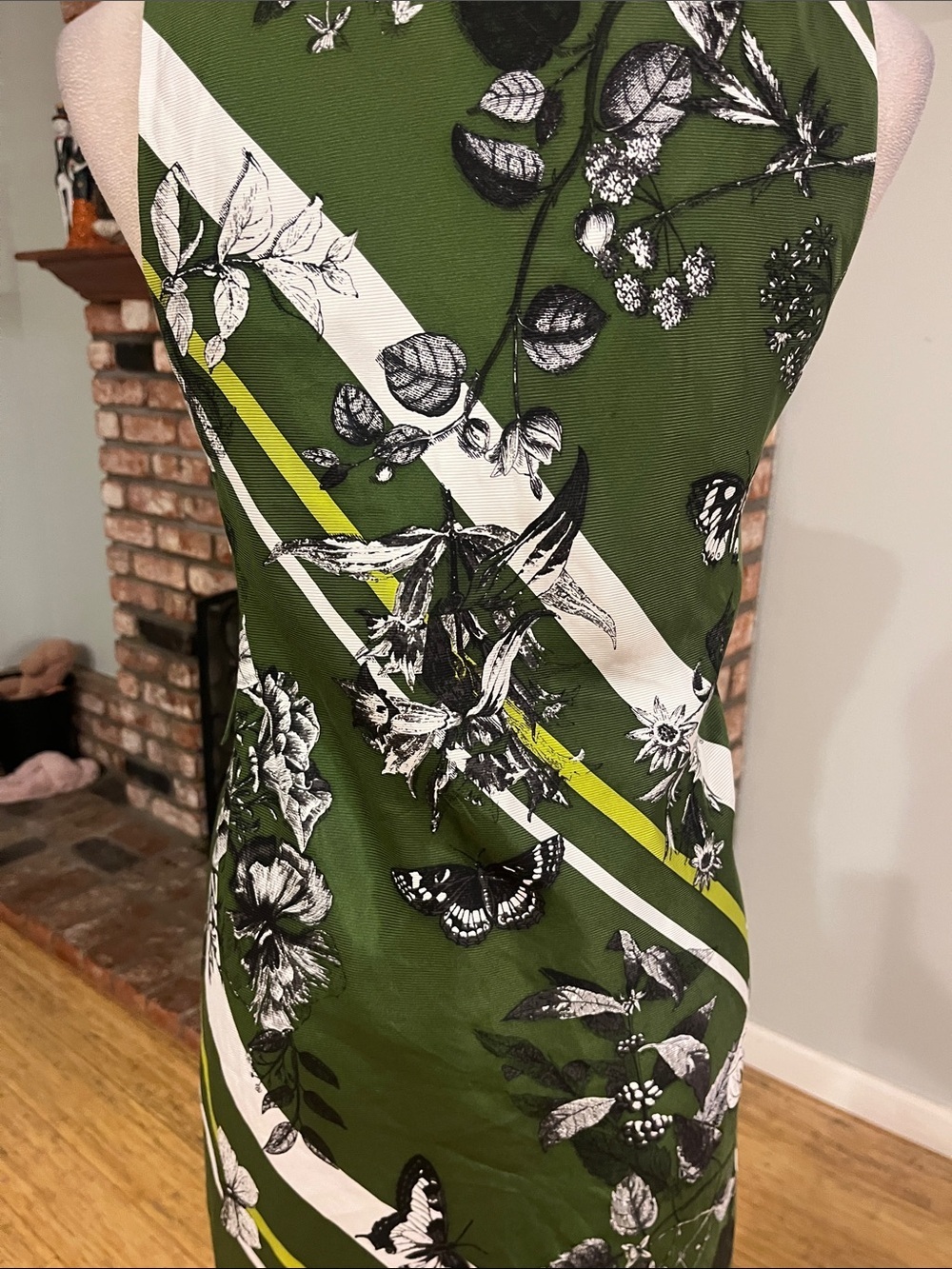 Talbots Olive Green Floral & Butterfly Midi Dress - Picture 6 of 6